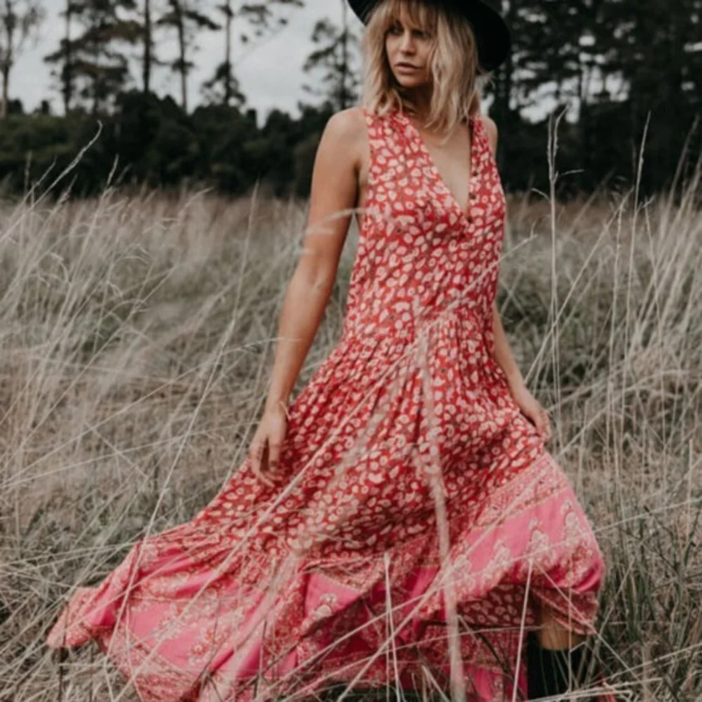 delirium maxi dress Spell and the Gypsy Collective Delirium Maxi Dress Red Coral S